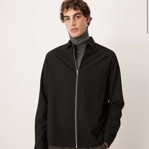 ASOS Relaxed Black Zip-Up Shirt